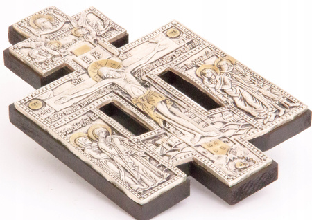 Srebrzony i złocony krucyfiks Prawosławny nr 78