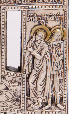 Srebrzony i złocony krucyfiks Prawosławny nr 78