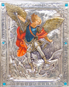 Ikona św. Michała Archanioła ZŁOTO AKSAMIT nr 85P