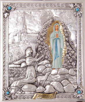 Ikona Matki Bożej z Lourdes ZŁOCONA, SREBRO nr 110