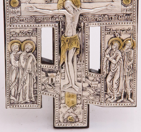 Srebrzony i złocony krucyfiks Prawosławny nr 78