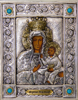 Ikona Matki Bożej Częstochowskiej, srebrzona i złocona nr 101