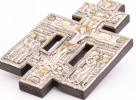 Srebrzony i złocony krucyfiks Prawosławny nr 78