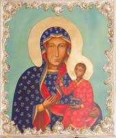 Ikona Matki Bożej Częstochowskiej, srebrzona i złocona, ręcznie malowana, nr 56AK 