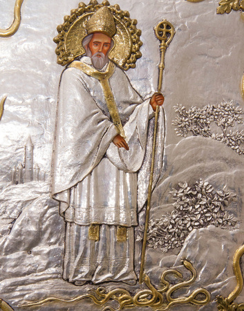 Ikona Świętego Patryka, ręcznie malowana, srebrzona i złocona nr 57