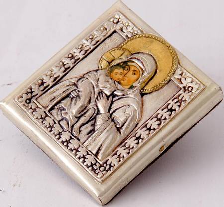 Ikona miniatura Matki Bożej Eleusy SREBRO nr 11